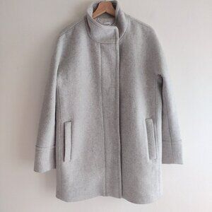 J Crew Womens Wool Blend Coat 12 Gray Funnel Collar Heavy Winter Jacket